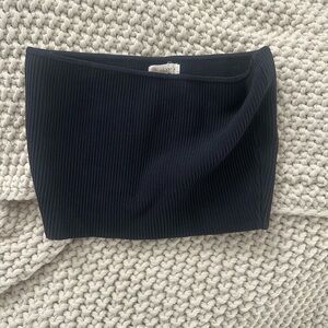 Black thick knit tube top